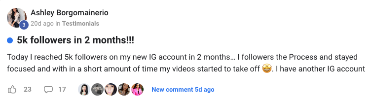 Ashley Borgomainerio – 5K followers in 2 months - Digital Wealth Academy Reviews -