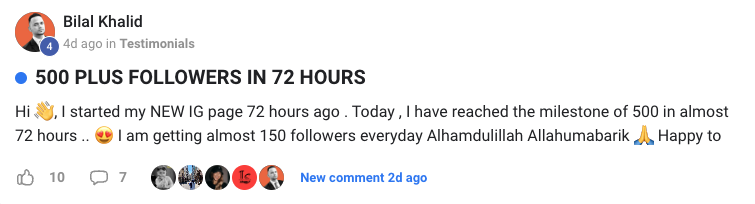Bilal Khalid – 500+ IG followers in 72 hours